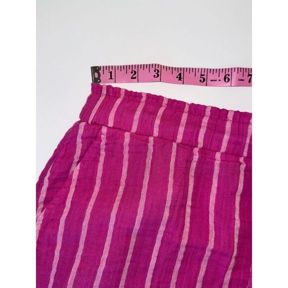 Gap Pull-On Gauze Shorts Fuchsia Pink Cotton Elastic Waist Striped Beach Large - Picture 4 of 14